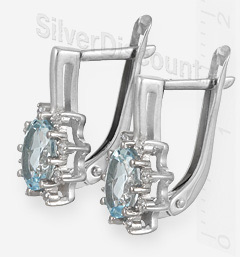 Блакитний топаз в сріблі, сережки зі срібла з родирование *