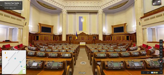 Команда Google розробила віртуальний 3D-туру в режимі Street View на Картах Google, завдяки якому будь-який бажаючий, не відходячи від свого комп'ютера, може відвідати   Верховну Раду України